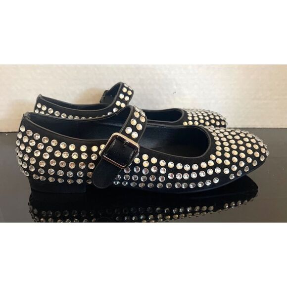 Olomisa Black Rhinestones Ballet Flats for Women Shoes SZ 9 Mary Jane Flats - Picture 5 of 12